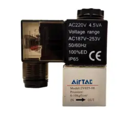 شیر برقی پنوماتیک برند ایرتک (AIRTAC) مدل 2V025-08 بوبین 220V