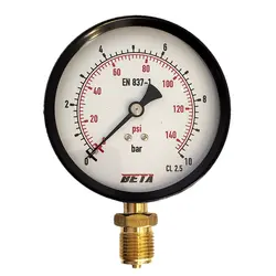 گیج فشار برند بتا (BETA) 0-10 بار صفحه 10 سانتی متر