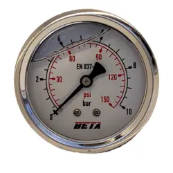 گیج فشار برند بتا (BETA) 0-10 بار صفحه 6 سانتی متر (BACK CONNECTION)