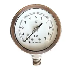 گیج فشار برند نووا فیما (NUOVA FIMA) 0-10 بار صفحه 10 سانتی متر (BACK FLANGE)