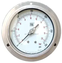 گیج فشار برند نووا فیما (NUOVA FIMA) 0-20 بار صفحه 16 سانتی متر (BACK CONNECTION)