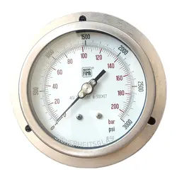 گیج فشار برند نووا فیما (NUOVA FIMA) 0-200 بار صفحه 10 سانتی متر (BACK CONNECTION)