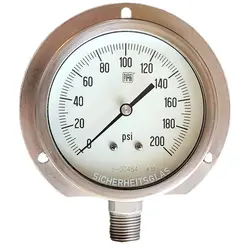 گیج فشار برند نووا فیما (NUOVA FIMA) 0-200 پی اس آی صفحه 10 سانتی متر (FRONT FLANGE)