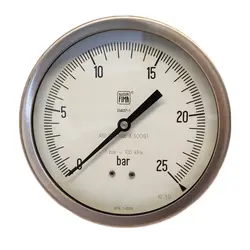 گیج فشار برند نووا فیما (NUOVA FIMA) 0-25 بار صفحه 16 سانتی متر (BACK CONNECTION)