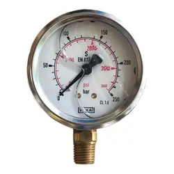 گیج فشار طرح ویکا (WIKA) 0-250 بار صفحه 6 سانتی متر روغنی