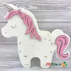 طرح برش لیزر باکس اسب تک شاخ - دانلود فایل برش لیزری