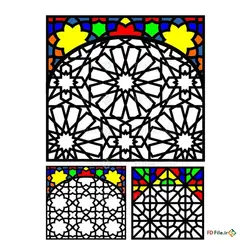 طرح برش لیزر پنجره مشبک - دانلود فایل برش لیزری