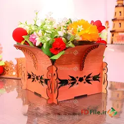 طرح برش لیزر سبد باکس گل - دانلود فایل برش لیزری