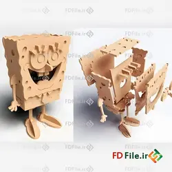طرح برش لیزر ماکت باب اسفنجی - دانلود فایل برش لیزری