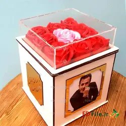 طرح لیزر باکس گل هدیه - دانلود فایل برش لیزری