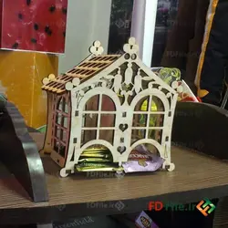 طرح برش لیزر جای تی بگ کلبه بزرگ - دانلود فایل برش لیزری