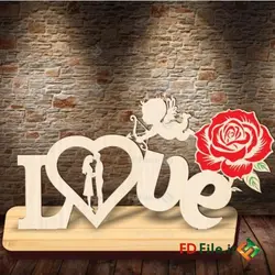 طرح برش لیزر استند لاو و گل رز - دانلود فایل برش لیزری