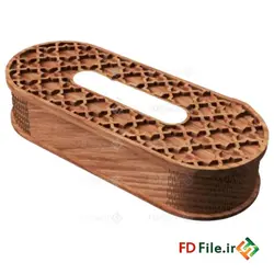 طرح برش لیزر جعبه دستمال کاغذی بیضی زیبا - دانلود فایل برش لیزری