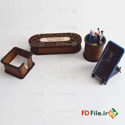 طرح برش لیزر ست هولدر ، جا خودکار ، جای یادداشت و ... - دانلود فایل برش لیزری