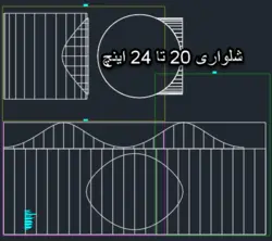 نقشه شابلون سه راهی و لوله به لوله 90 درجه (قطر 20 تا 24 اینچ)