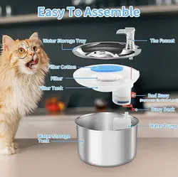 آبخوری اتوماتیک استیل گربه و سگ ضد زنگ بیش از 2 لیتر با گردش خودکار مدل شیر آبشار فینکی 1