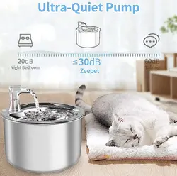 آبخوری اتوماتیک استیل گربه و سگ ضد زنگ بیش از 2 لیتر با گردش خودکار مدل شیر آبشار فینکی 1