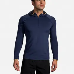هودی نیم زیپ ترمال ورزشی مردانه Brooks thermal Hoodie سرمه ای