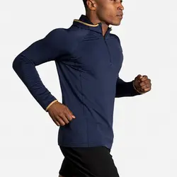 هودی نیم زیپ ترمال ورزشی مردانه Brooks thermal Hoodie سرمه ای