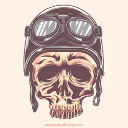 جمجمه با کلاه ایمنی و عینک دوچرخه سواری(Skull with helmet and biker glasses)