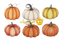 کدو تنبل نقاشی شده با آبرنگ برای هالووین