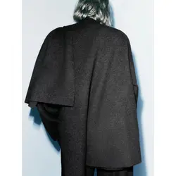پالتو زنانه بافت خاکستری با شال نامتقارن برند زارا Zara