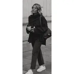 پالتو زنانه بافت خاکستری با شال نامتقارن برند زارا Zara