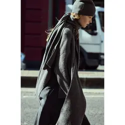 پالتو زنانه بافت خاکستری با شال نامتقارن برند زارا Zara