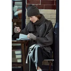 پالتو زنانه بافت خاکستری با شال نامتقارن برند زارا Zara