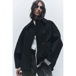 پالتو زنانه فوتر مشکی برند زارا Zara