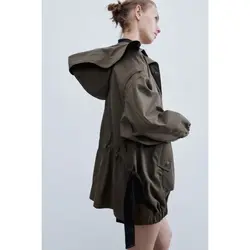 کاپشن کژوال زنانه رنگ یشمی برند زارا Zara اورجینال