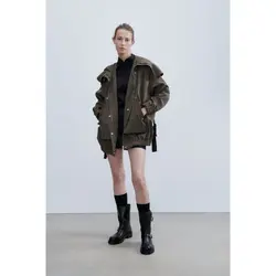 کاپشن کژوال زنانه رنگ یشمی برند زارا Zara اورجینال