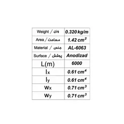 پروفیل آلومینیوم شیاردار 20*20 سبک شیار 6mm
