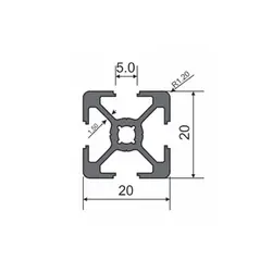 پروفیل آلومینیوم شیاردار 20*20 سبک شیار 6mm