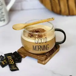 ماگ پیرکس گودمورنینگ دسته مشکی