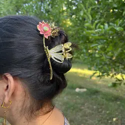 کلیپس  فلزی سنجاقک صورتی