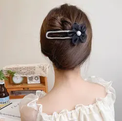 کلیپس انبری گل حریر شیشه ای