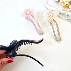 کلیپس انبری گل حریر شیشه ای
