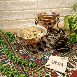 کاسه مسی تنقلات خوری پایه دار