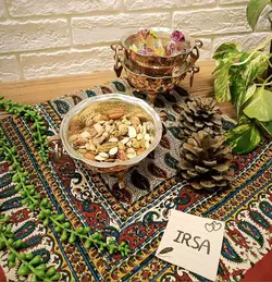 کاسه مسی تنقلات خوری پایه دار