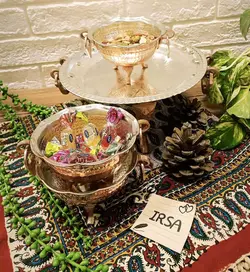 کاسه مسی تنقلات خوری پایه دار