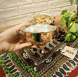 کاسه مسی تنقلات خوری پایه دار