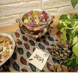 کاسه مسی تنقلات خوری پایه دار