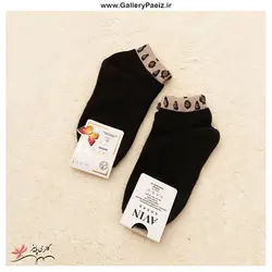 جوراب مشکی مچی زنانه لبه پلنگی