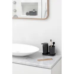 ست جا مسواکی و جا مایع دستشویی مشکی برابانتیا