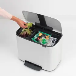 سطل زباله بو پدال بین 11+23 لیتر سفید برابانتیا