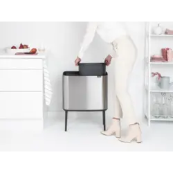 سطل زباله بو تاچ بین 11+23 لیتر استیل مات برابانتیا