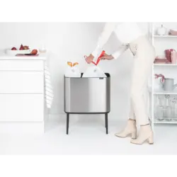 سطل زباله بو تاچ بین 11+23 لیتر استیل مات برابانتیا