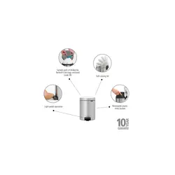 سطل زباله نیو آیکن پدالی 5 لیتر خاکستری متالیک برابانتیا