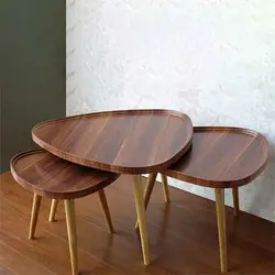 میز عسلی سه تکه مثلثی لبه دار